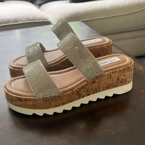 Steve Madden Defuse Rhinestone Wedge Sandals - size 8.5 Excellent condit…